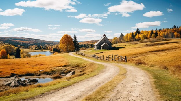 Una pintoresca fotografía de paisaje de un campo tranquilo.