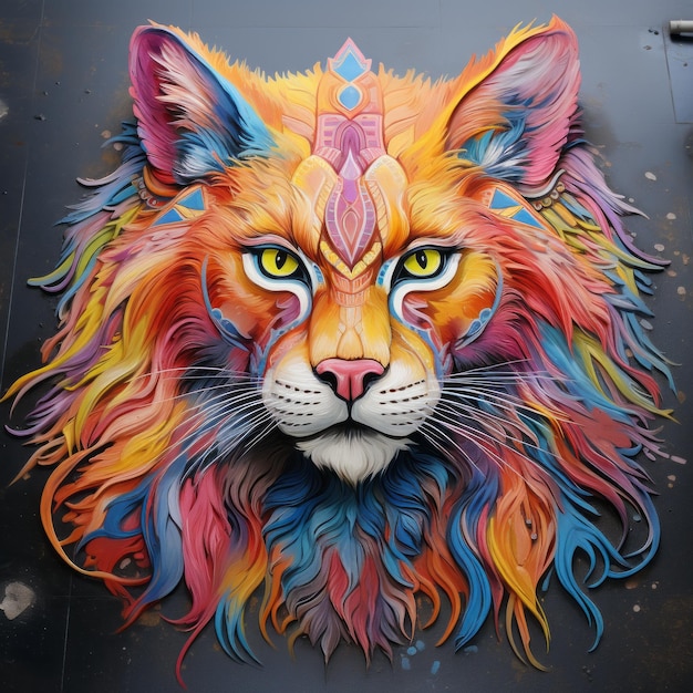 El pintoresco arte de tiza de la acera Lynx Majesty se apodera de la entrada del Parque Central en una disfraz fascinante