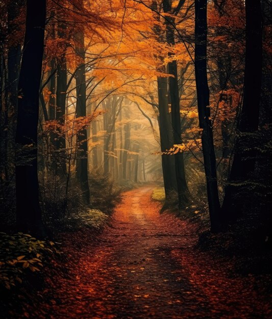 un pintoresco camino sinuoso a través de un bosque