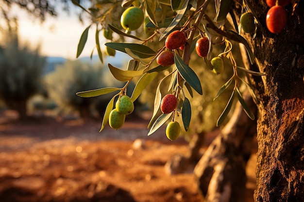 Pintoresco olivar con deliciosas aceitunas