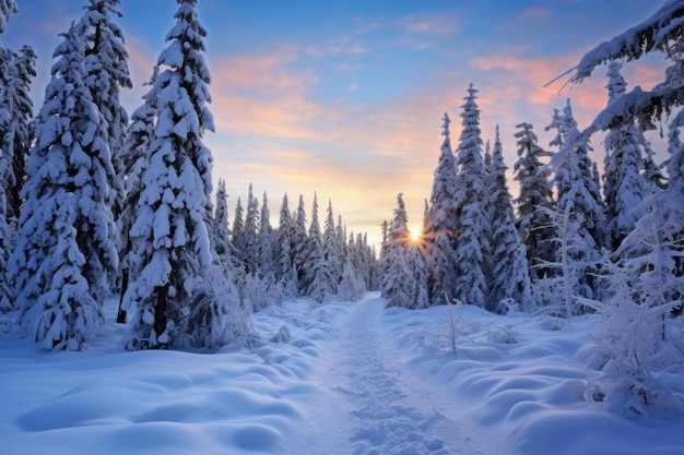 Pintoresco parque panorámico de invierno paisaje de nieve Generar Ai