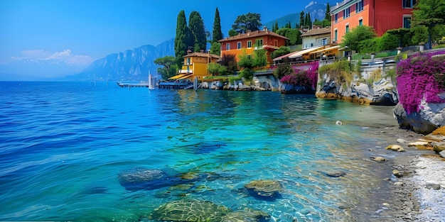 El pintoresco paseo marítimo del lago de Garda Salo a Gardone Riviera en Italia Viaje conceptual Italia Lago de Gardasalo Riviera Gardone