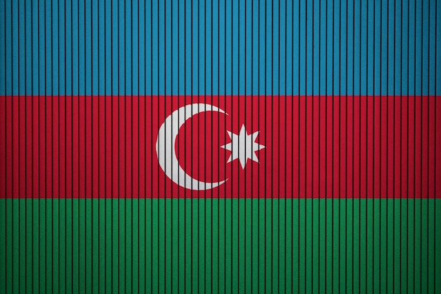 Pintou a bandeira nacional do Azerbaijão em uma parede de concreto