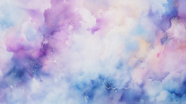 Foto pintura a aquarela de abstração de nuvem céu nebulosa galáxia com azul roxo e dourado para o fundo el