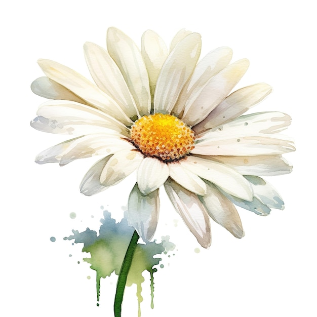 Foto pintura a aquarela de flores de margarida