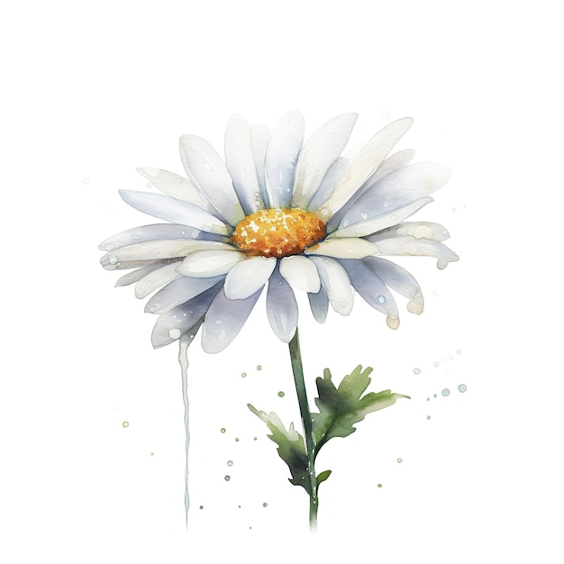 pintura a aquarela de flores de margarida