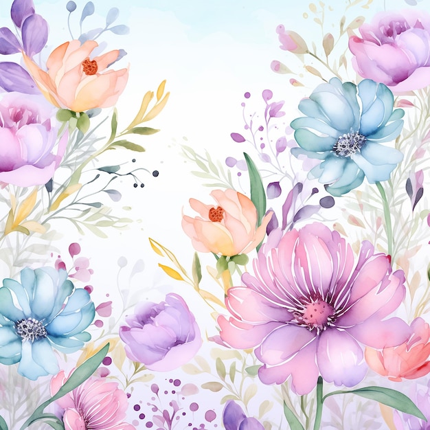 Foto pintura a aquarela de flores sobre um fundo branco