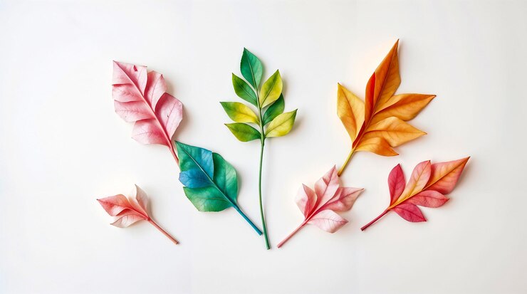 Foto pintura a aquarela de seis folhas de origami 3d de monstera de palmeira de bordo em movimento dinâmico