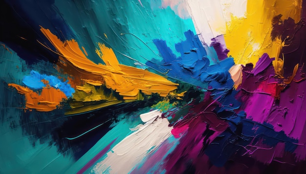 Pintura a óleo abstrata como textura de fundo com pinceladas coloridas caóticas na tela