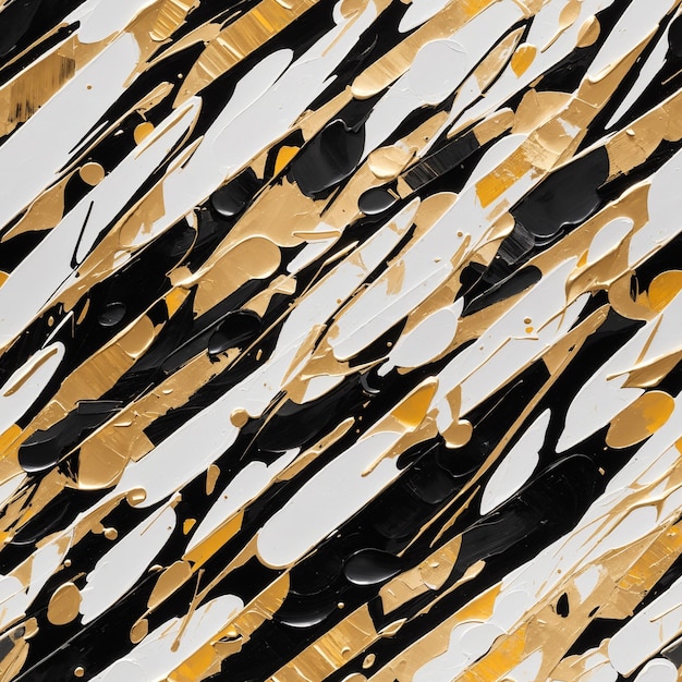 Pintura a óleo abstrata padrão sem emenda preto branco ouro arte fundo gerado por IA