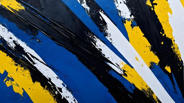 Pintura a óleo abstrata pintura de textura de um fundo azul-amarelo com um acrílico branco e azul