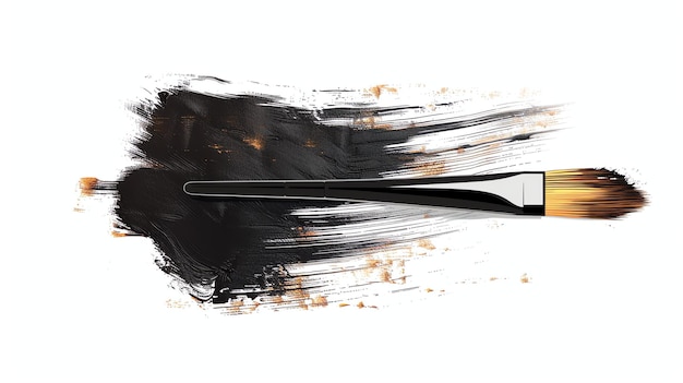 Foto pintura a óleo abstrata preta com um pincel