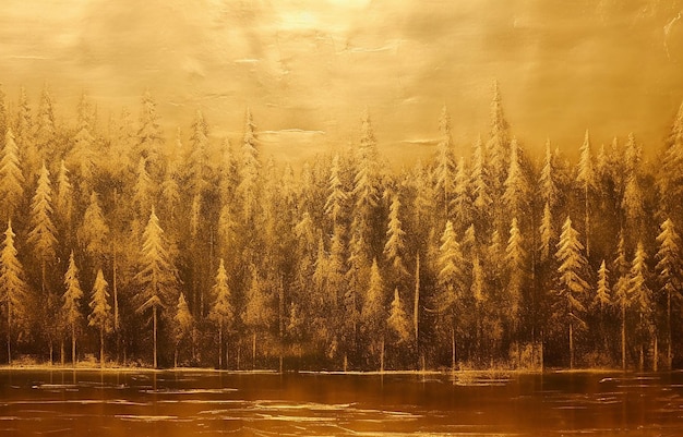 Pintura a óleo aquarela elemento dourado olhos paisagem paisagem pintura vento chinês