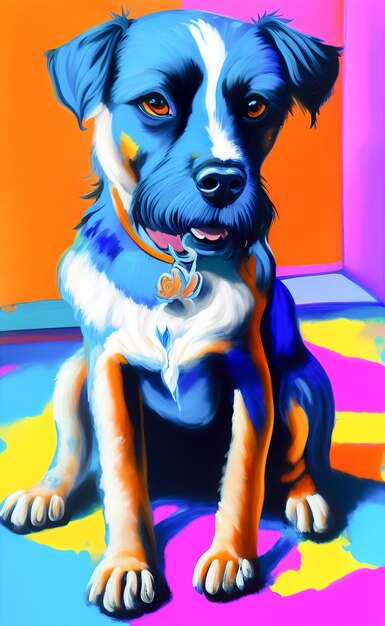 Foto pintura a óleo artística retrato de cão grandes pinceladas desenho artístico de designer criativo digital ilustração ai