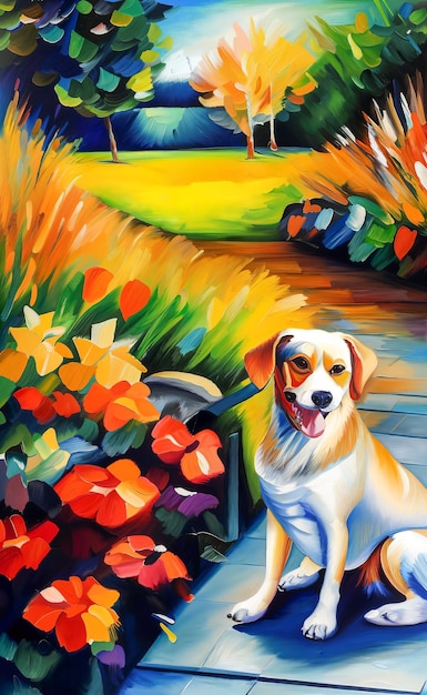 Pintura a óleo artísticaRetrato de cachorroGrandes pinceladas