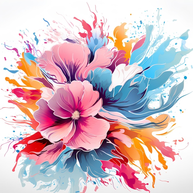 Foto pintura a óleo colorida com fundo de flores