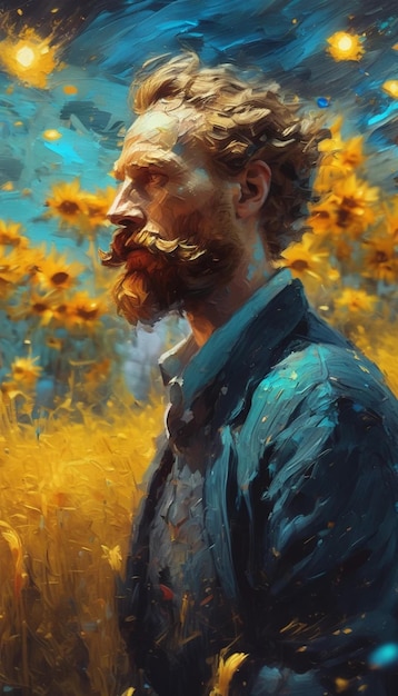 pintura a óleo com impasto pesado anime um tiro completo vincent van gogh