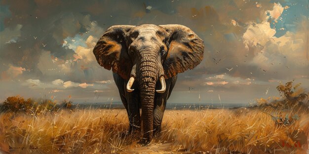 Pintura a óleo de artista elefante coleção de pintura de animais para decoração e interior