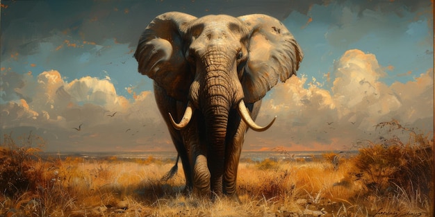 Pintura a óleo de artista elefante coleção de pintura de animais para decoração e interior