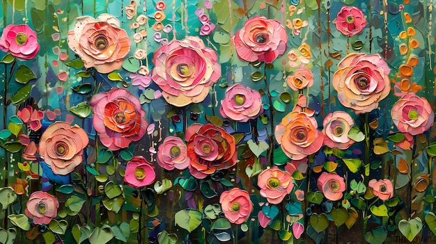 pintura a óleo de rosas rosas