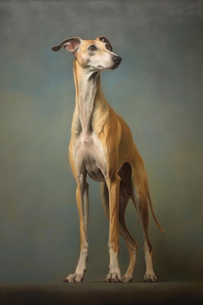 Foto pintura a óleo de um galgo