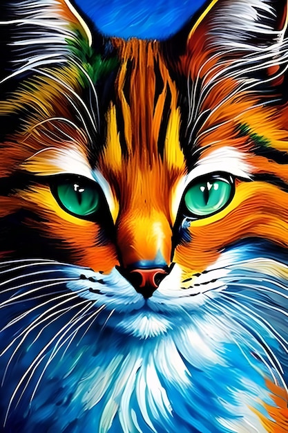 Pintura a óleo de um gato