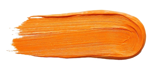 Pintura a óleo laranja com pincel isolada em fundo branco
