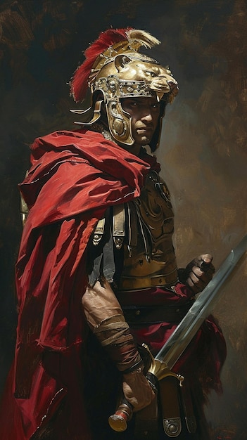 Foto pintura a óleo muito realista de um pretoriano romano