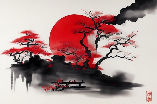 pintura a tinta japonesa