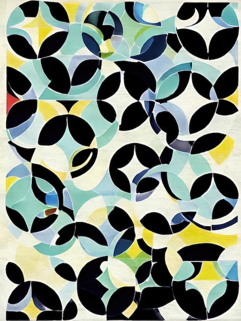 Pintura de abstracción composición moderna de mediados de siglo 50x70cm plantilla de diseño imprimible centrico