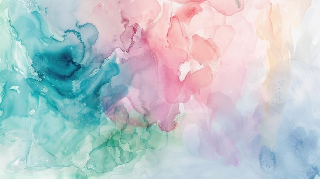 Pintura abstracta en acuarela con salpicaduras de rosa y azul azul sobre fondo de mármol AIG62