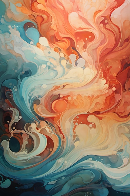 una pintura abstracta al estilo de líneas y curvas fluidas