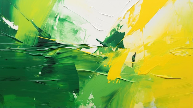 Pintura abstracta al óleo en lienzo Manchas de pintura Trazos de pintura gama verde creada con tecnología de IA generativa