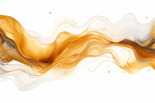Pintura abstracta de arte fluido dorado