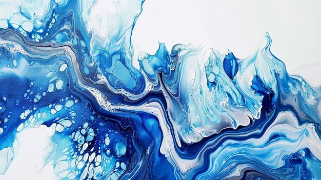 Foto una pintura abstracta azul y blanca con un fondo blanco