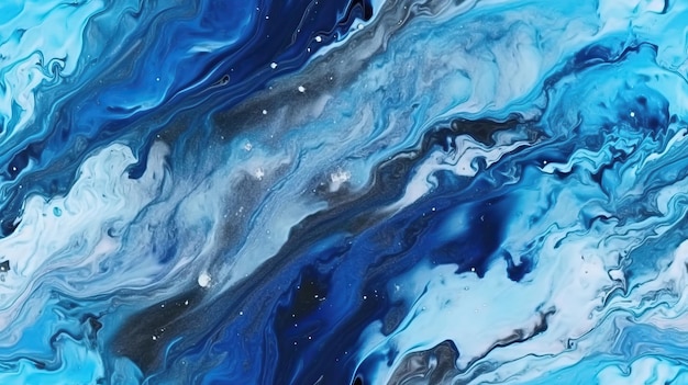 Una pintura abstracta azul y blanca con las palabras azul