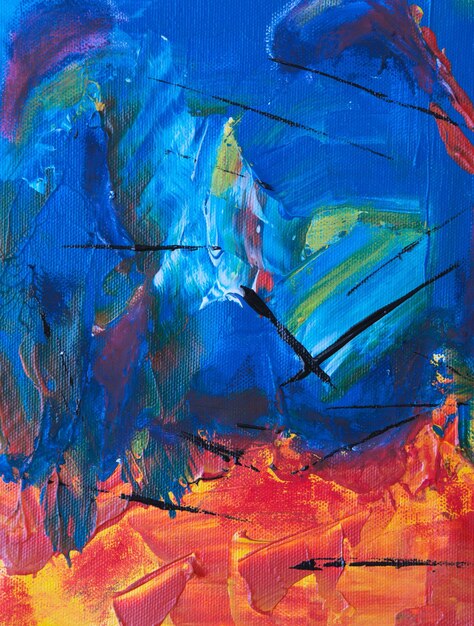 Pintura abstracta azul y naranja Foto