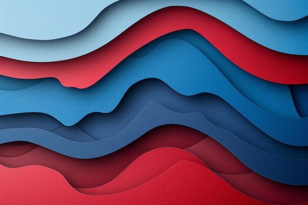 una pintura abstracta azul y roja de las olas del océano