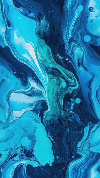 Una pintura abstracta azul y verde con un fondo azul.