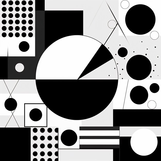 una pintura abstracta en blanco y negro de un círculo con un fondo blanco y negro