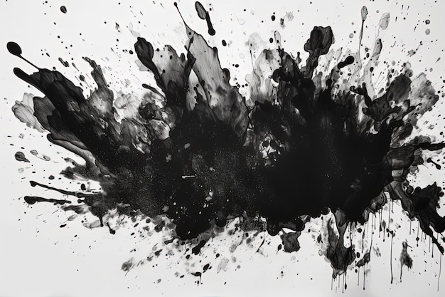 Pintura abstracta en blanco y negro con salpicaduras de pintura expresivas IA generativa