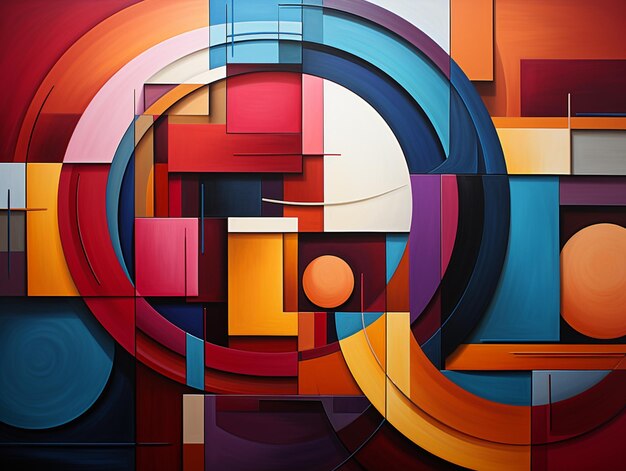 pintura abstracta de un círculo con un diseño geométrico en rojo generativo ai
