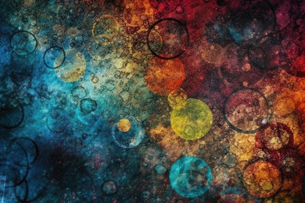 Una pintura abstracta con círculos de colores en varios tamaños IA generativa
