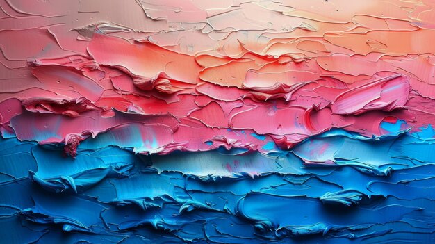 Pintura abstracta con colores azul rojo y rosa