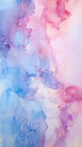 Pintura abstracta con colores azules y rosados