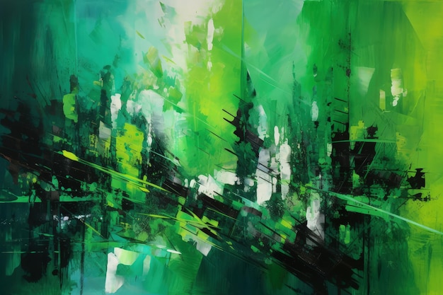 Una pintura abstracta de colores verde y blanco IA generativa