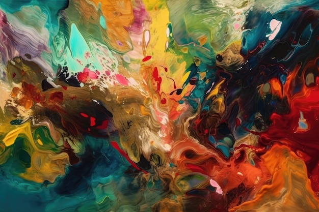 Pintura abstracta con colores vibrantes y llamativos IA generativa