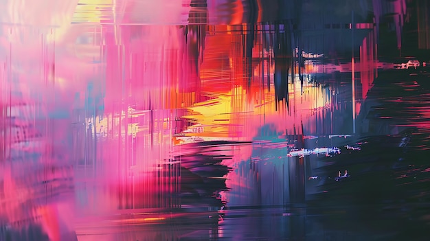 Pintura abstracta con colores vibrantes y una sensación de movimiento