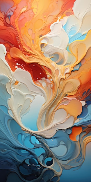 Pintura abstracta colorida al estilo del fondo de formación de fluidos