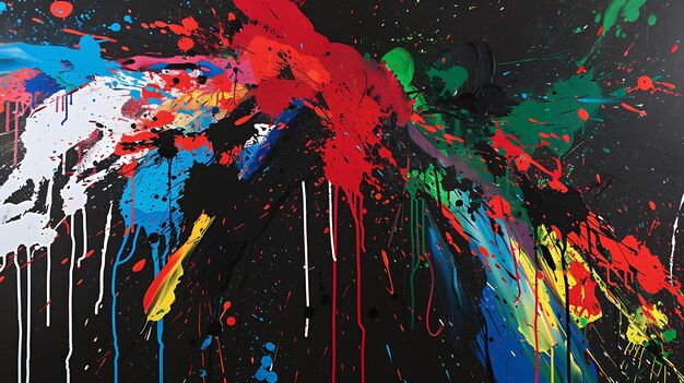 Pintura abstracta colorida con colores brillantes y vívidos